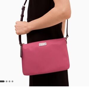 NWT Kate Spade Dawn Rhubarb nylon/burgundy strap triple gusset crossbody 🌺